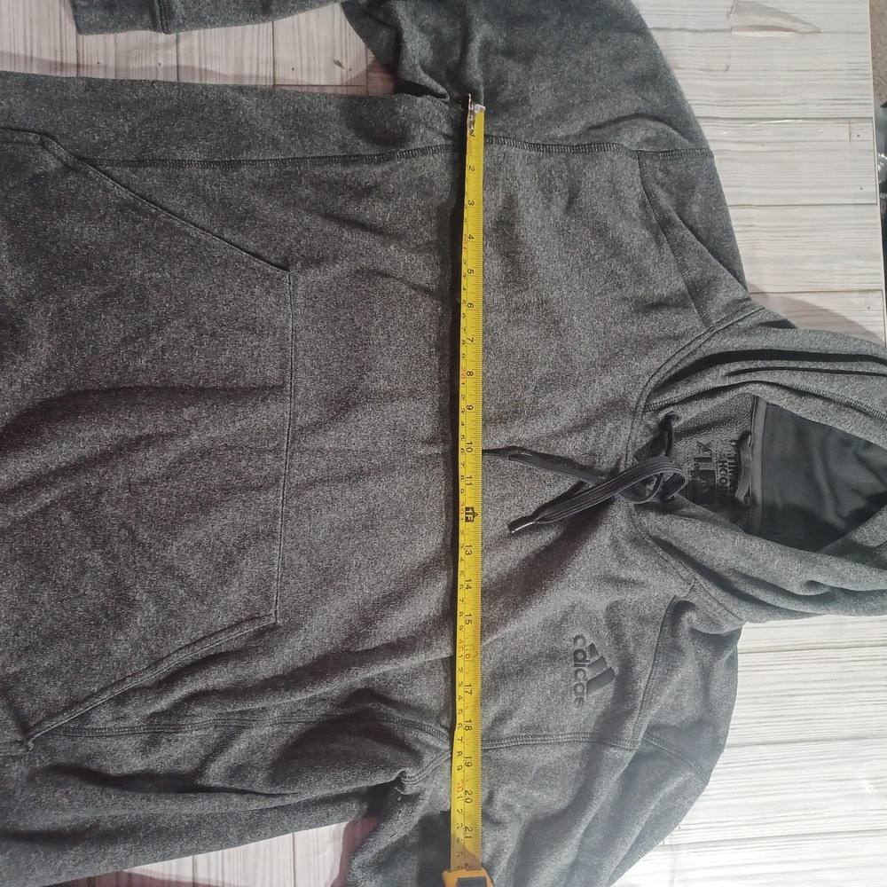 Adidas Hoodie Womens XL Gray Fleece Pullover Sweatshirt Kangaroo Pocket Logo - Picture 4 of 6